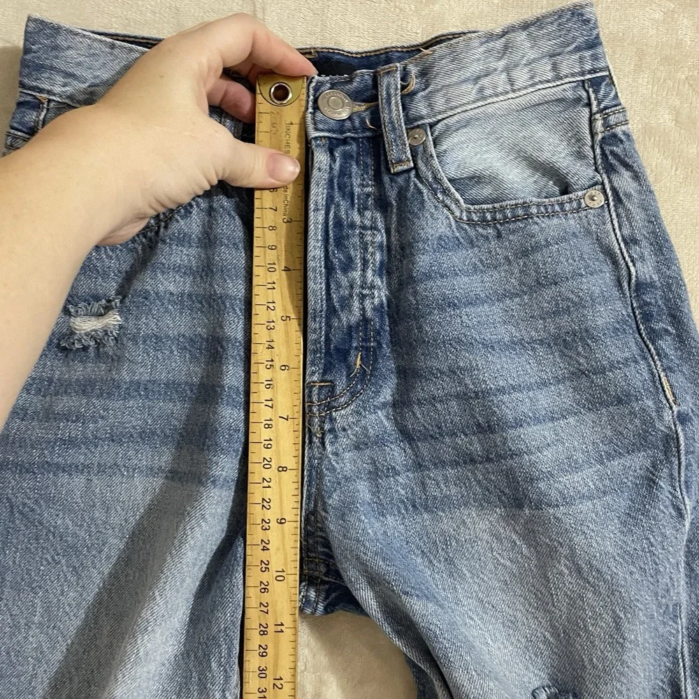 Aeropostale Jeans Womens Size 000 90s Baggy Blue Denim Medium Wash‎ Button Fly